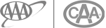 Logos of AAA and CAA, travel and automotive associations, are shown side by side in grayscale.